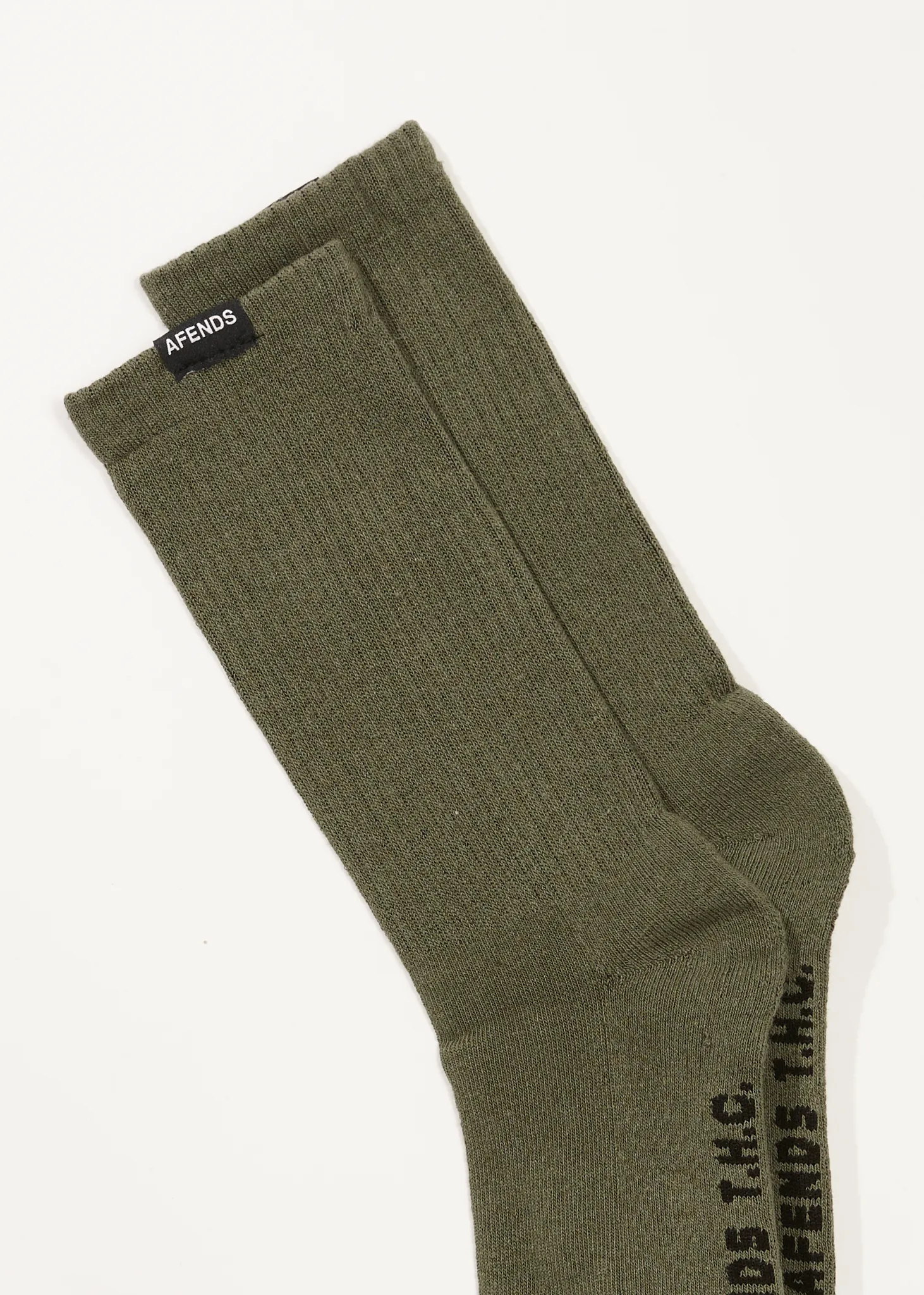 AFENDS Unisex Everyday - Ribbed Crew Socks - Cypress