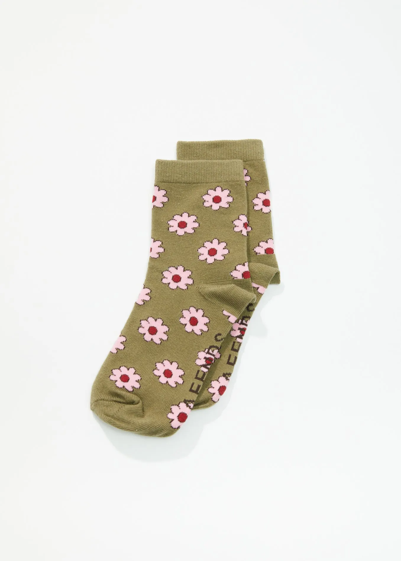 AFENDS Unisex Flower - Crew Socks - Olive