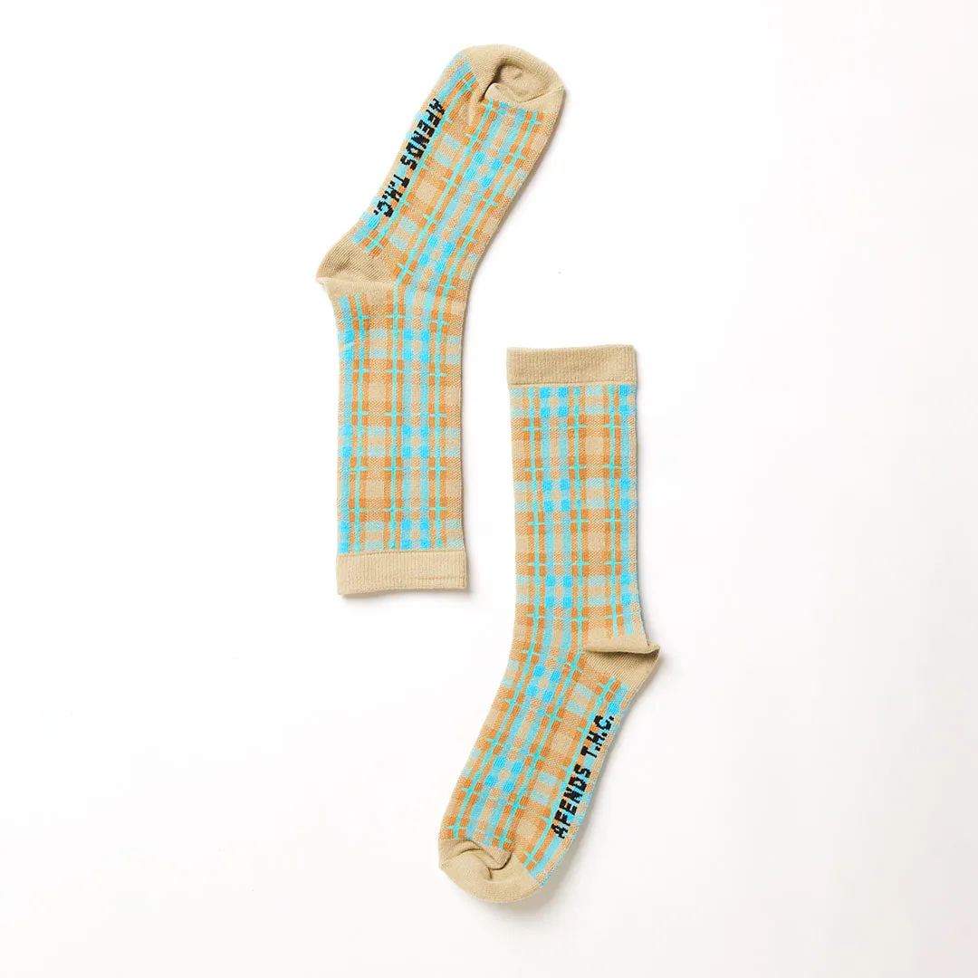 AFENDS Unisex Millie - Crew Socks - Tan Check