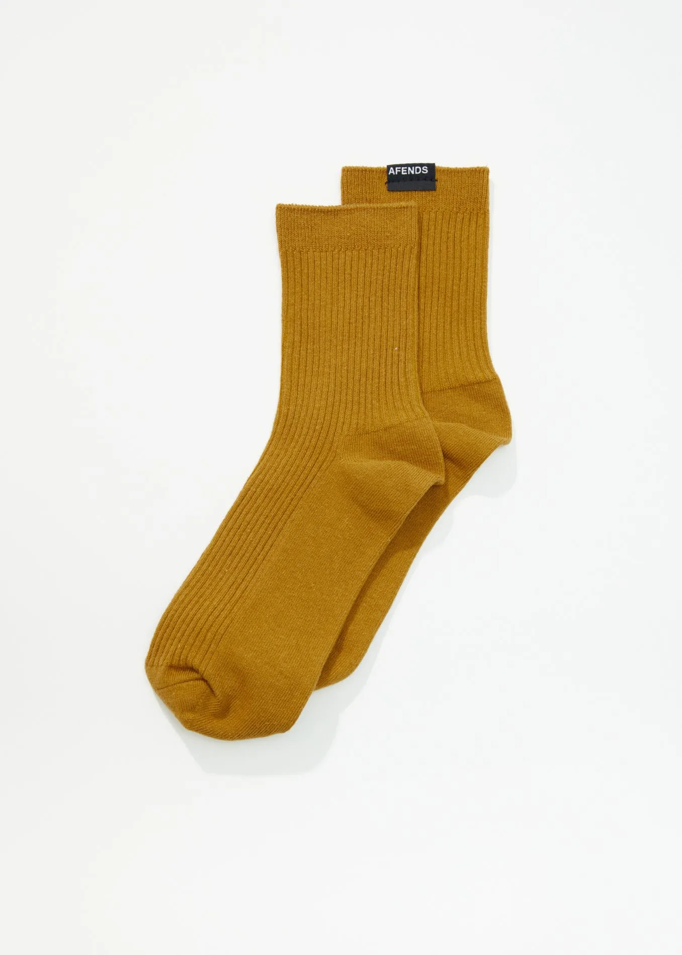 AFENDS Unisex The Essential - Ribbed Crew Socks - Mustard