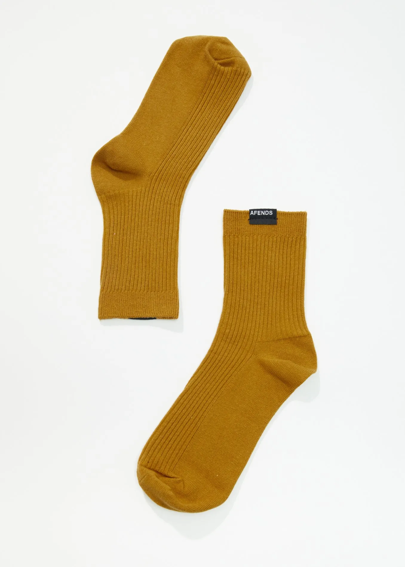 AFENDS Unisex The Essential - Ribbed Crew Socks - Mustard