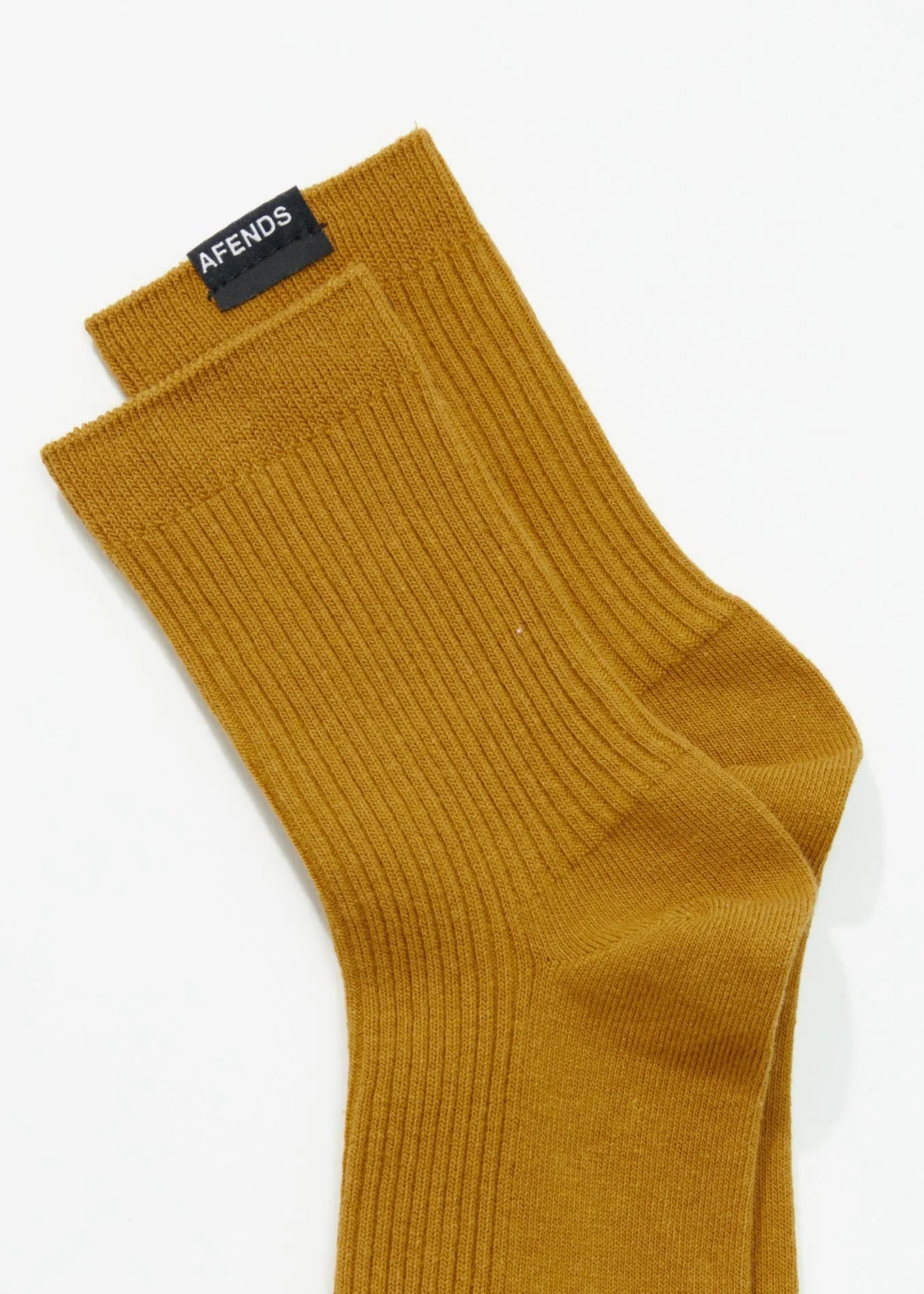 AFENDS Unisex The Essential - Ribbed Crew Socks - Mustard