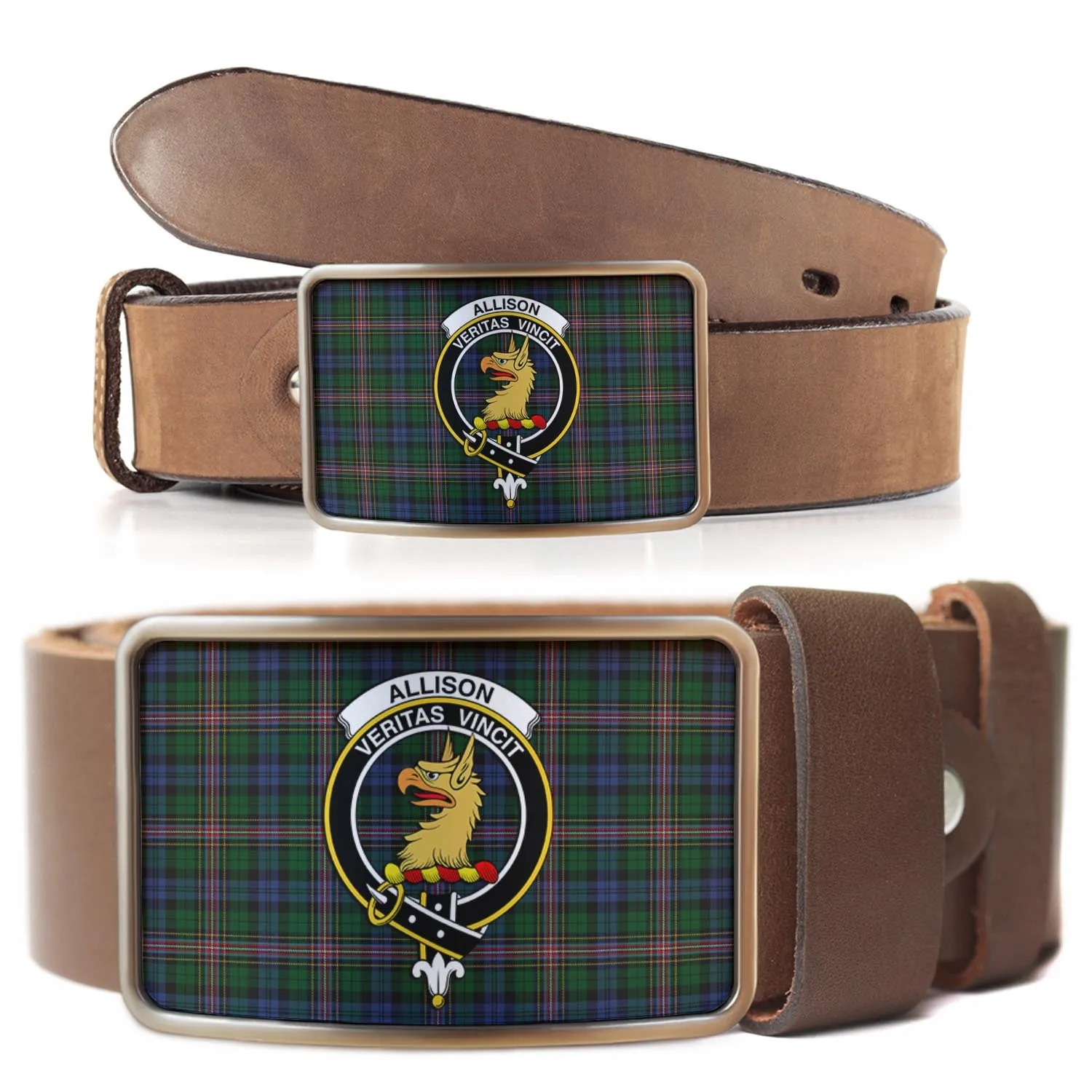 Allison Tartan Belt Buckles with Family Crest