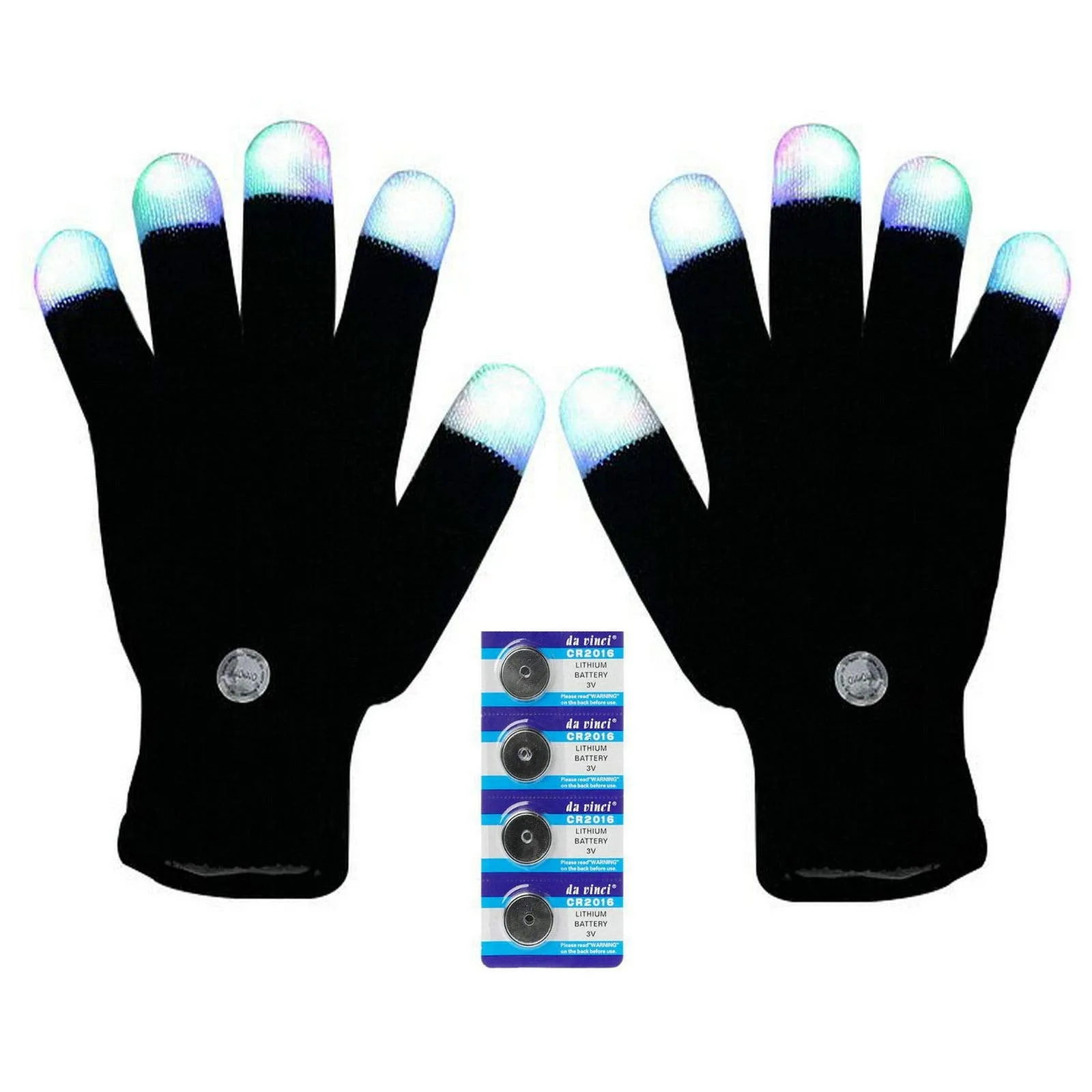 BAJOTAL LED Gloves Finger Light Up Glow Rave Glove Flashing Christmas Gift Halloween Party Favors-Extra Battries Bonus(Black)