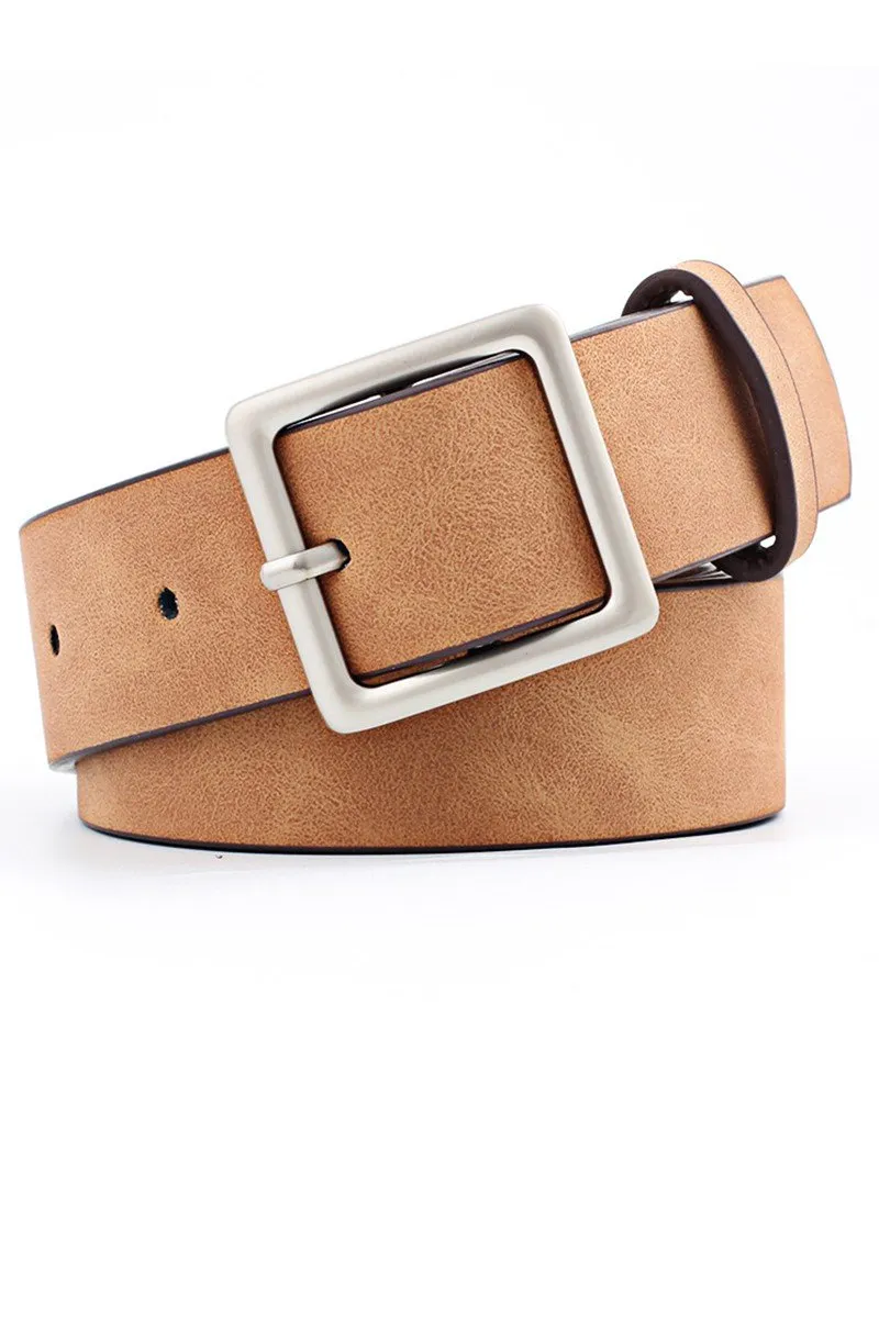 BASIC LEATHERETTE TRENDY SQUARE BUCKLE BELT