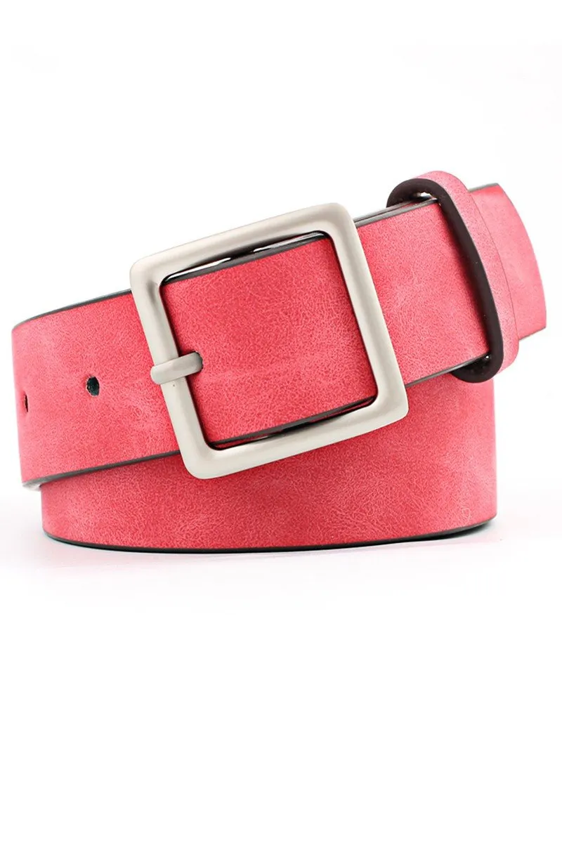 BASIC LEATHERETTE TRENDY SQUARE BUCKLE BELT