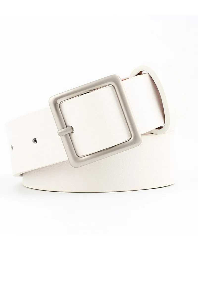 BASIC LEATHERETTE TRENDY SQUARE BUCKLE BELT