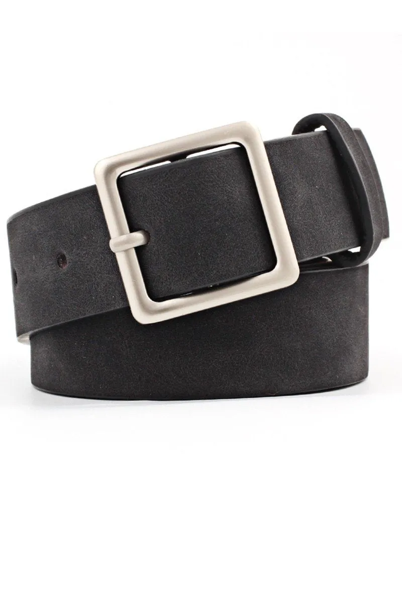 BASIC LEATHERETTE TRENDY SQUARE BUCKLE BELT