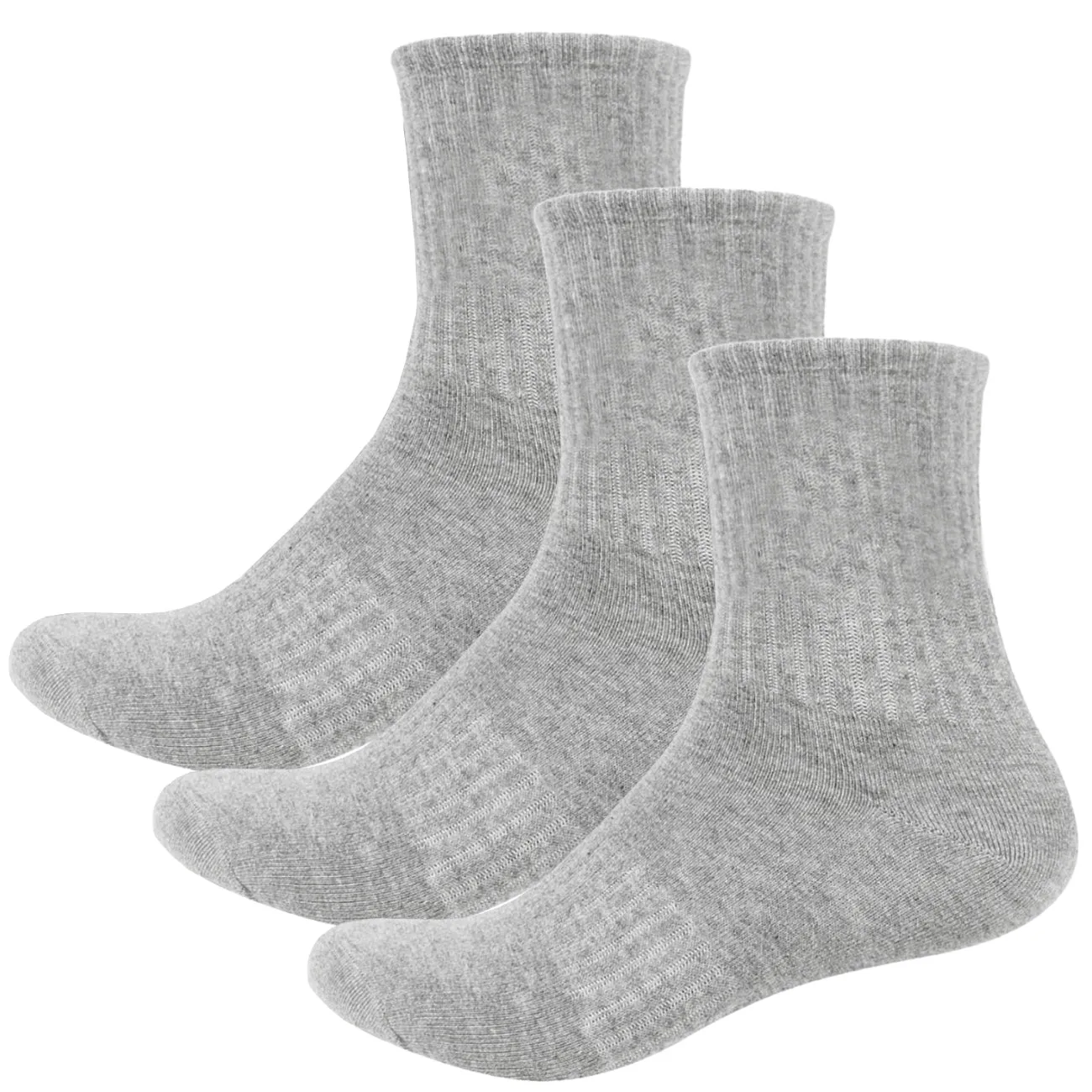 Basic Mid Cut Quarter Length Cotton Socks w/ Ribbed Leg and Foot Arch Support