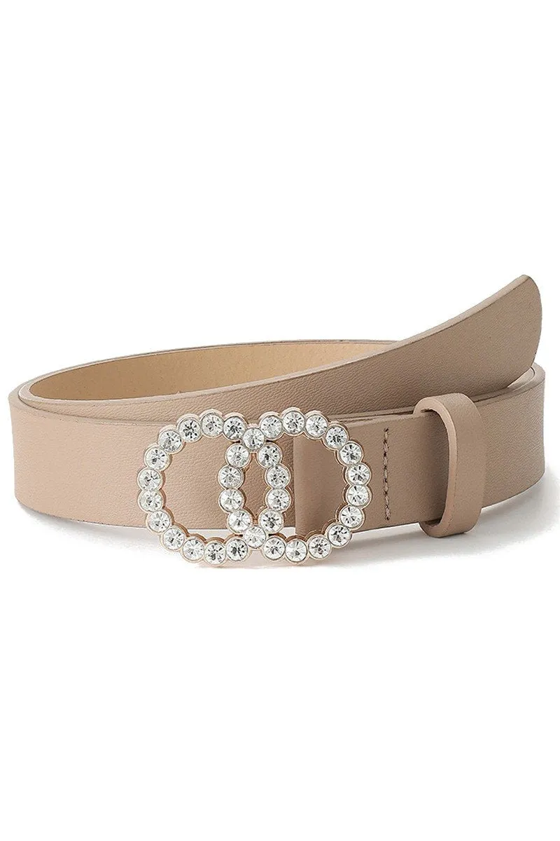 BEADS DETAIL DOUBLE O RING TRENDY LEATHER BELT