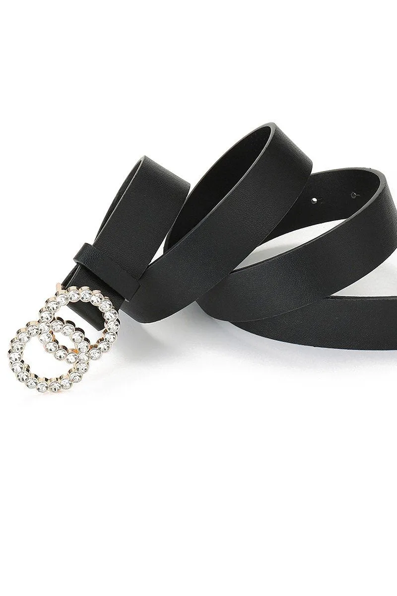 BEADS DETAIL DOUBLE O RING TRENDY LEATHER BELT