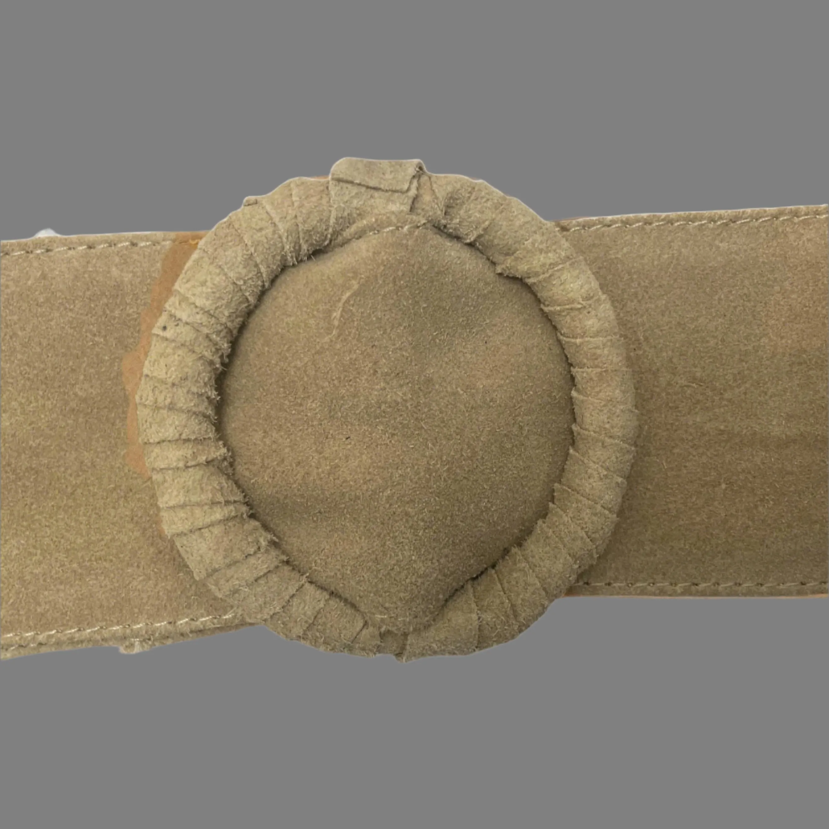 Beige Womens' Soft Silky Suede Leather Round Buckle 70mm Wide Dress Belt