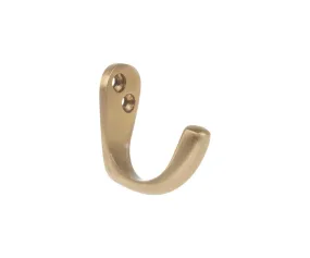 Brass Post Utility Hook, Wall Hook, Metal Hook - Satin Brass