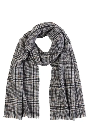 CASHMERE WINDOW PANE PLAID WOVEN SCARF