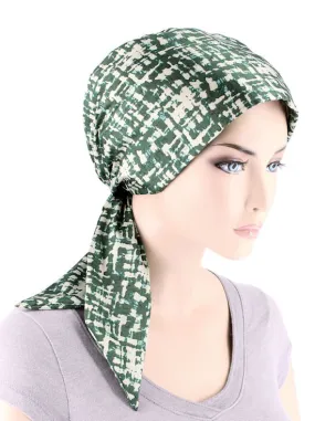 CFS-1150#Chemo Fashion Scarf Fern Green Geometric