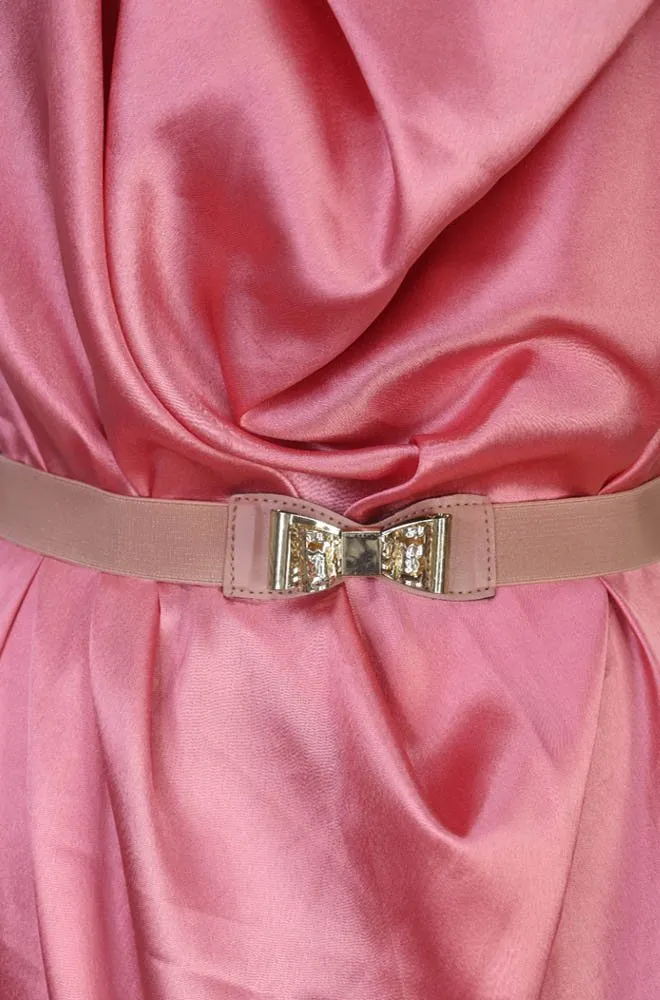 Chic Pink Bow Elastic Belt - Perfect Accessory for Every Look