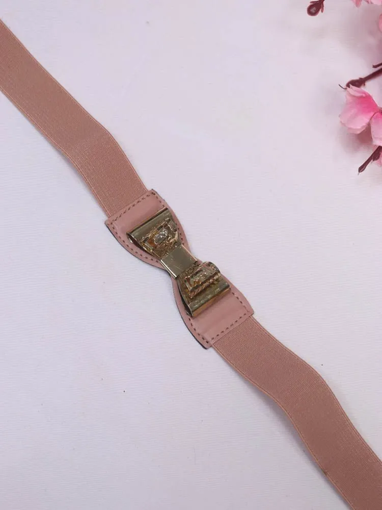 Chic Pink Bow Elastic Belt - Perfect Accessory for Every Look