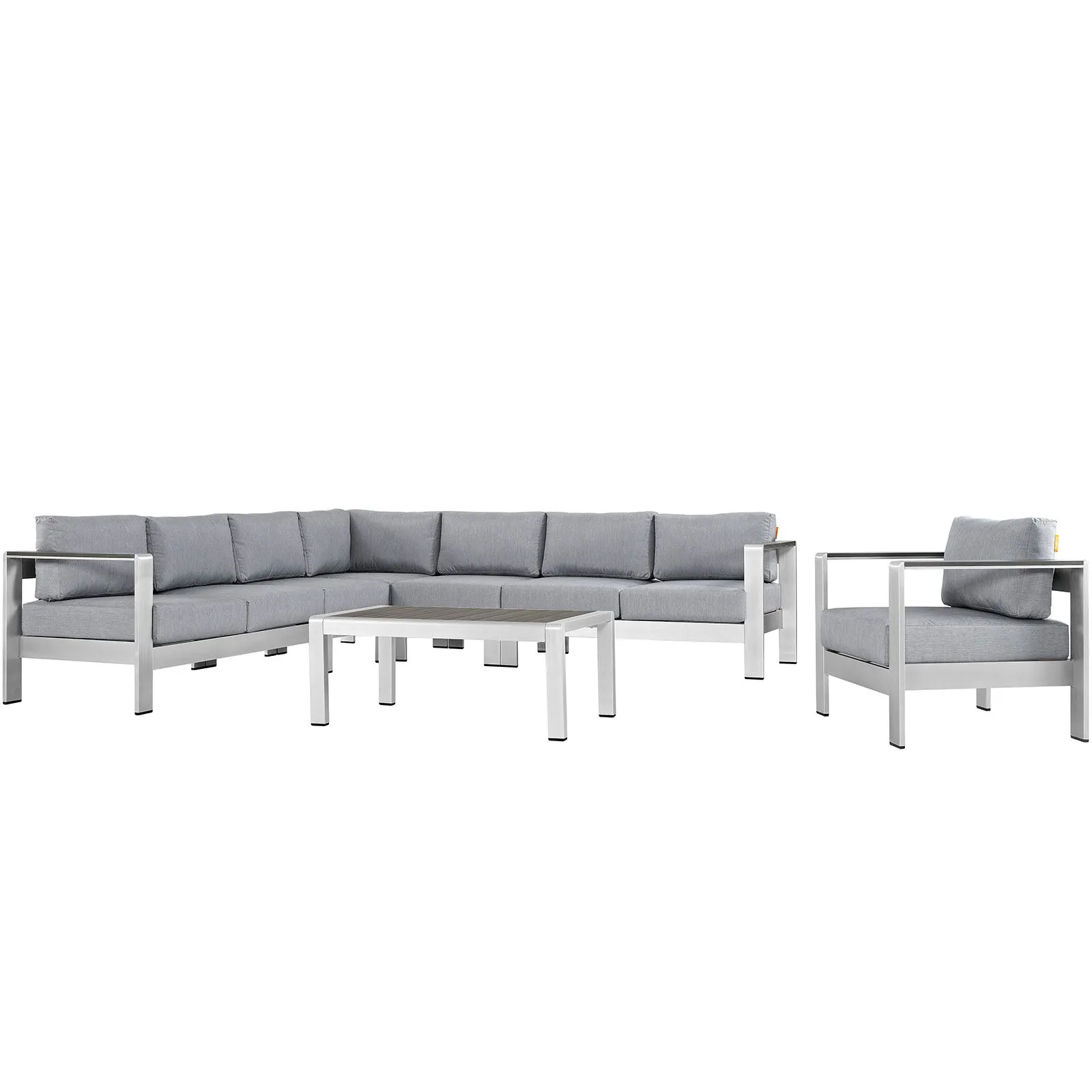 Coast 7 Piece Outdoor Patio Aluminum Section Sofa Set