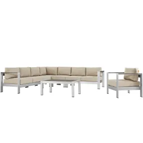 Coast 7 Piece Outdoor Patio Aluminum Section Sofa Set