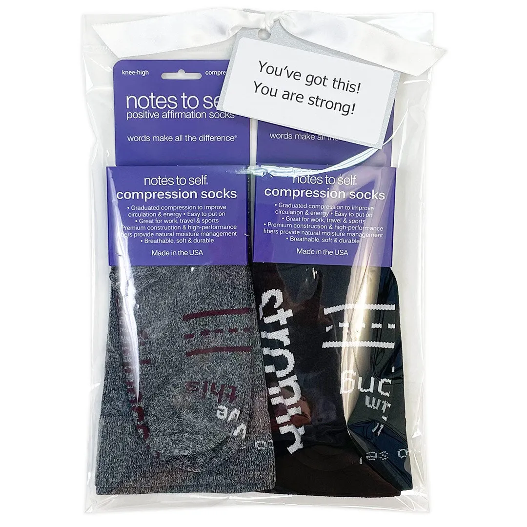 Compression socks - strong and confidence - 2 pair gift bag - 15-20 mmHg