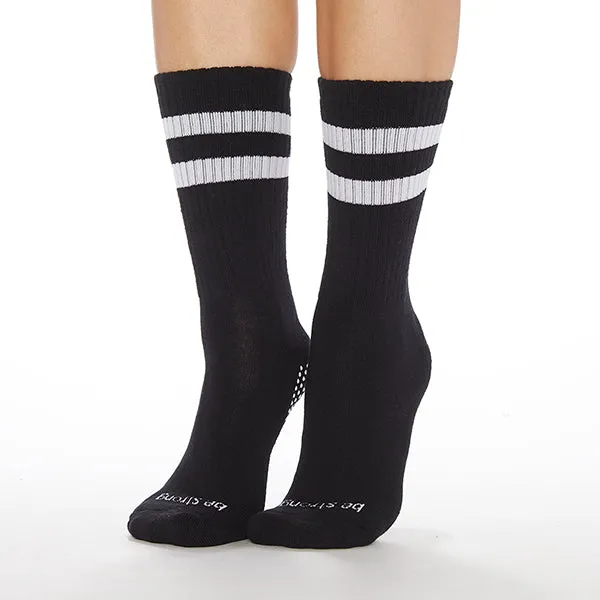 Crew Be Strong Grip Socks (Black/White)