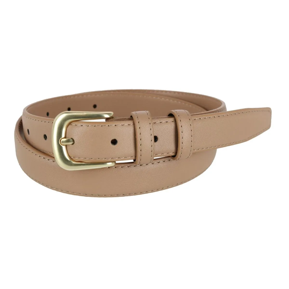 CTM® Women's Leather Adjustable Belt with Statement Buckle