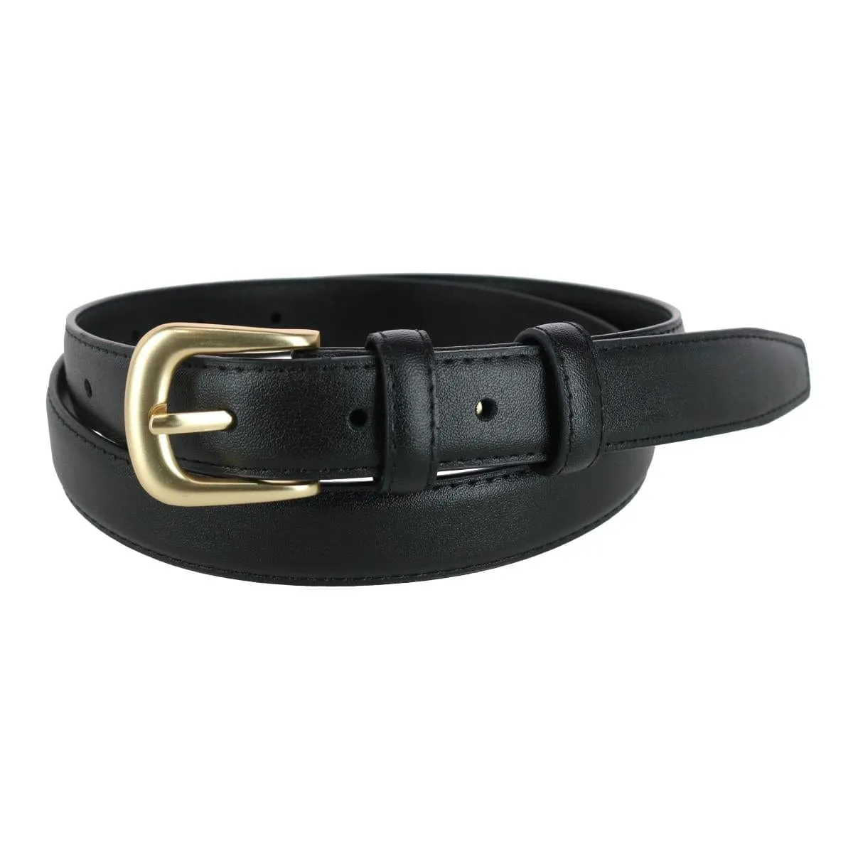 CTM® Women's Leather Adjustable Belt with Statement Buckle