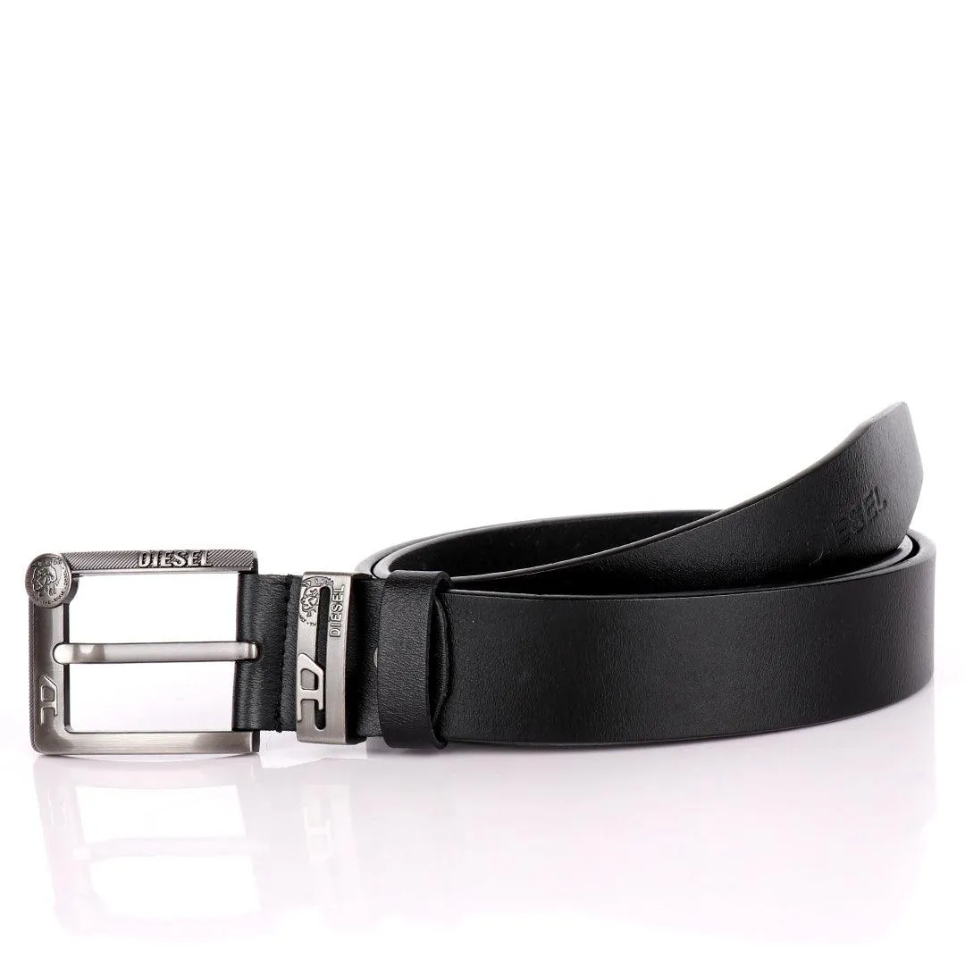 Diesel Authentic Logo Designed Men's Solid Leather Black Belt