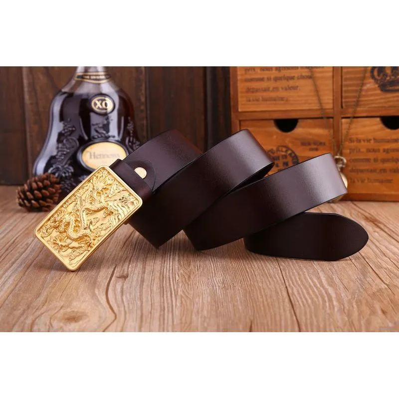 DragonLuxe Exotic Golden Leather Belt