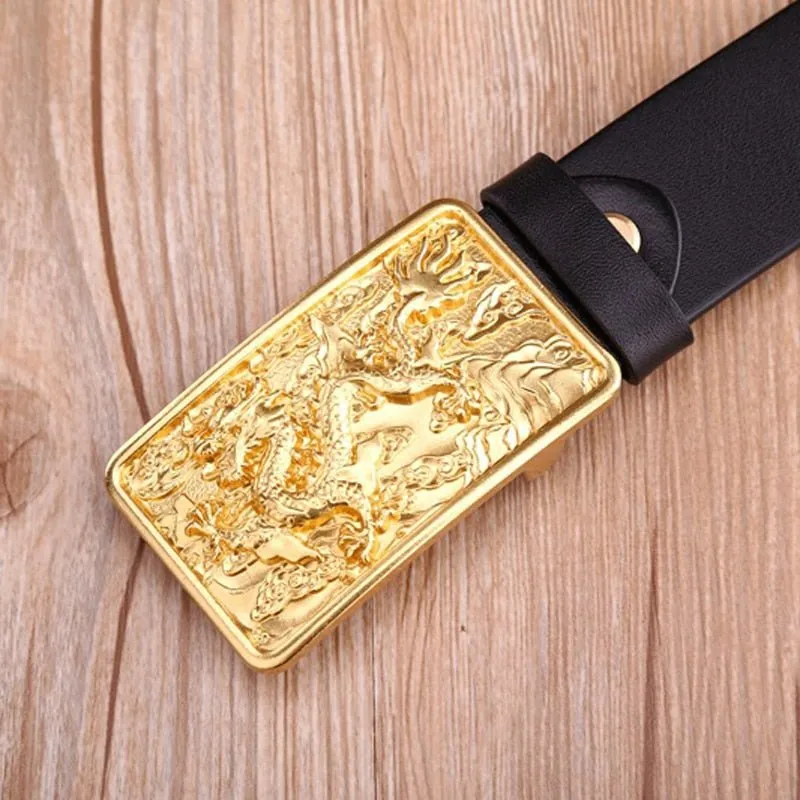 DragonLuxe Exotic Golden Leather Belt