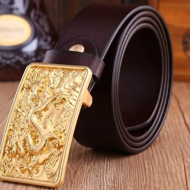 DragonLuxe Exotic Golden Leather Belt