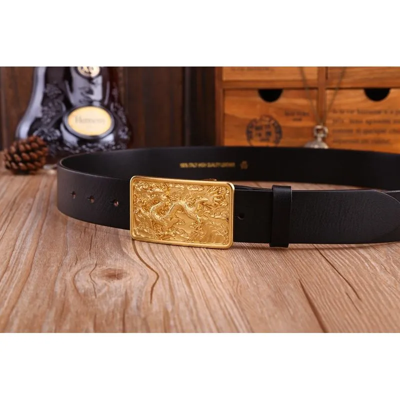 DragonLuxe Exotic Golden Leather Belt