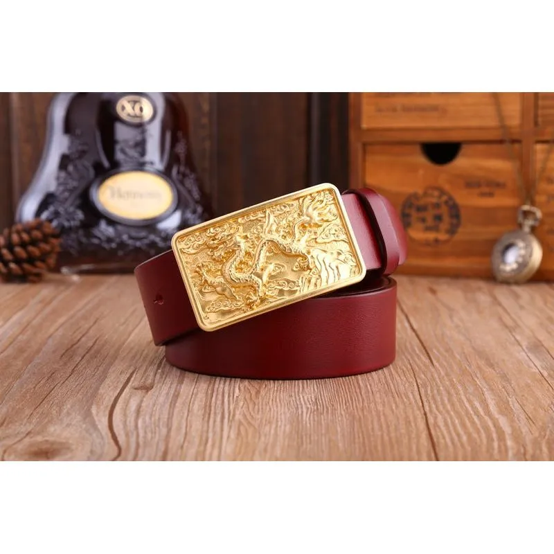 DragonLuxe Exotic Golden Leather Belt