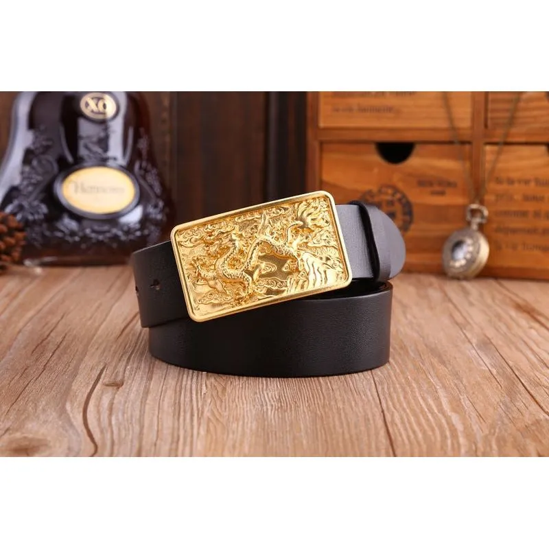 DragonLuxe Exotic Golden Leather Belt