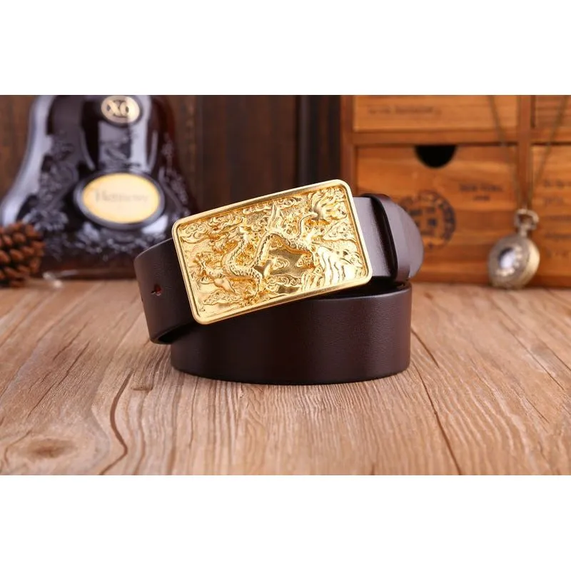 DragonLuxe Exotic Golden Leather Belt