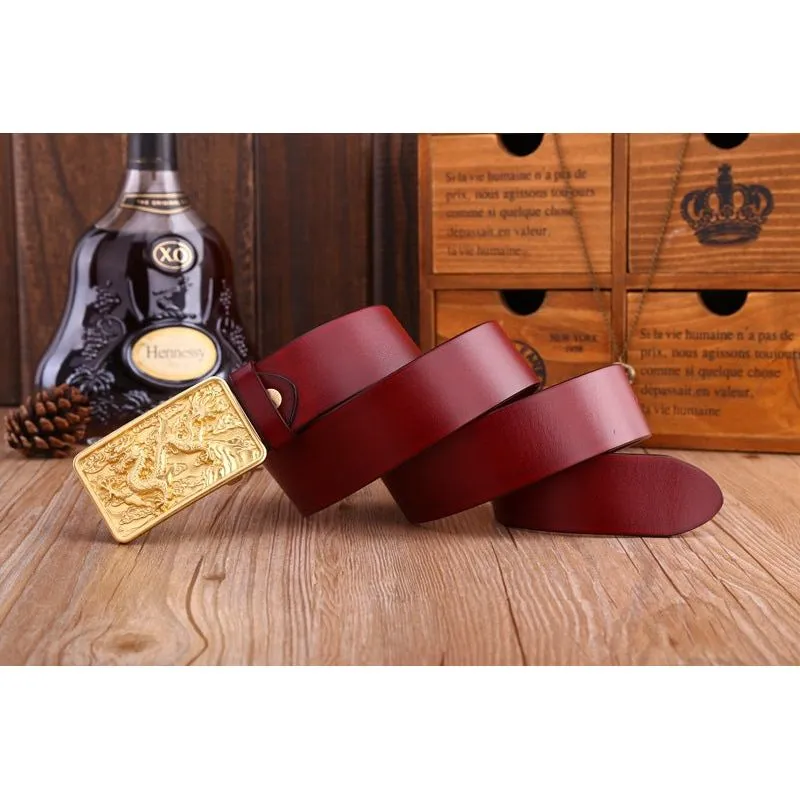 DragonLuxe Exotic Golden Leather Belt