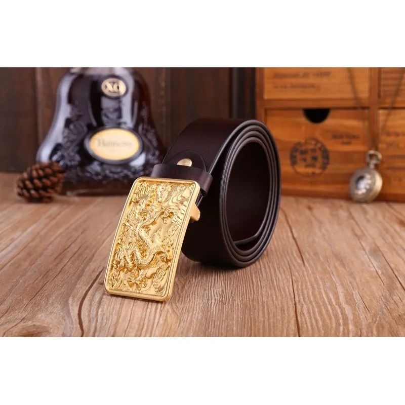 DragonLuxe Exotic Golden Leather Belt