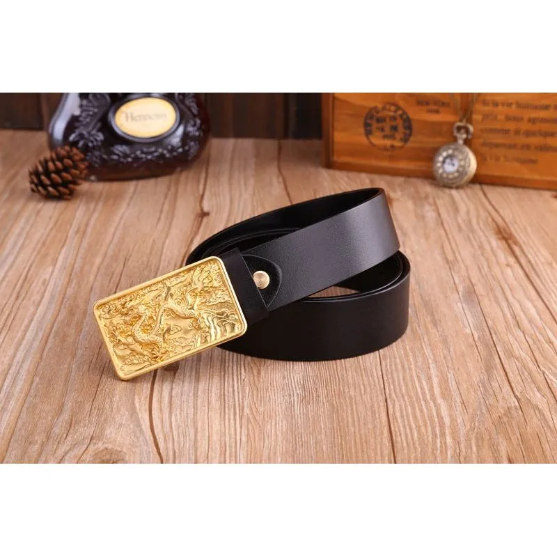 DragonLuxe Exotic Golden Leather Belt