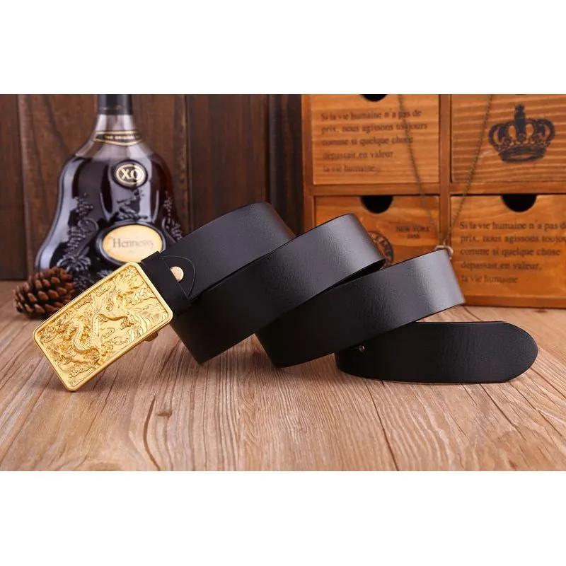 DragonLuxe Exotic Golden Leather Belt