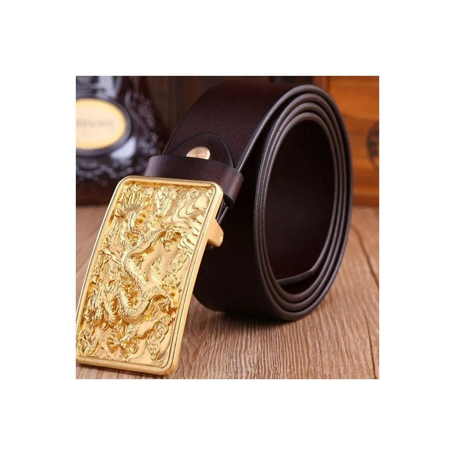 DragonLuxe Exotic Golden Leather Belt