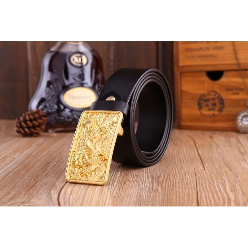 DragonLuxe Exotic Golden Leather Belt