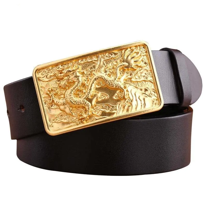 DragonLuxe Exotic Golden Leather Belt