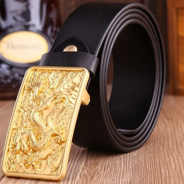 DragonLuxe Exotic Golden Leather Belt