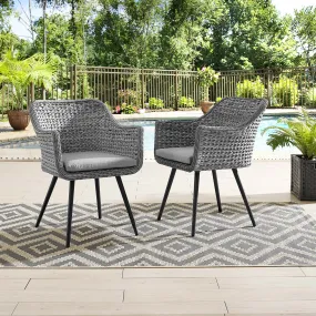 Endeavor Dining Armchair Outdoor Patio Wicker Rattan Set of 2 by Modway