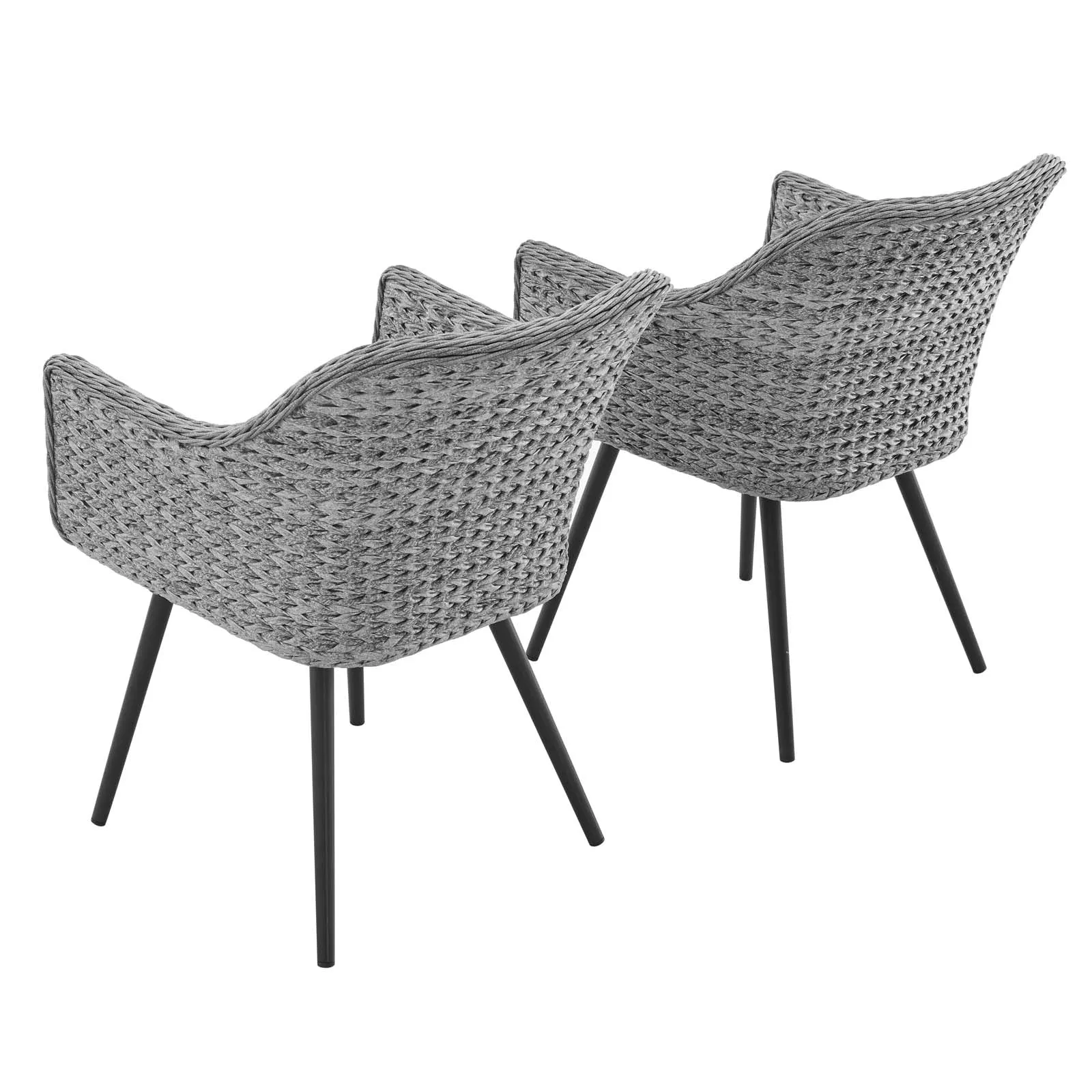 Endeavor Dining Armchair Outdoor Patio Wicker Rattan Set of 2 by Modway