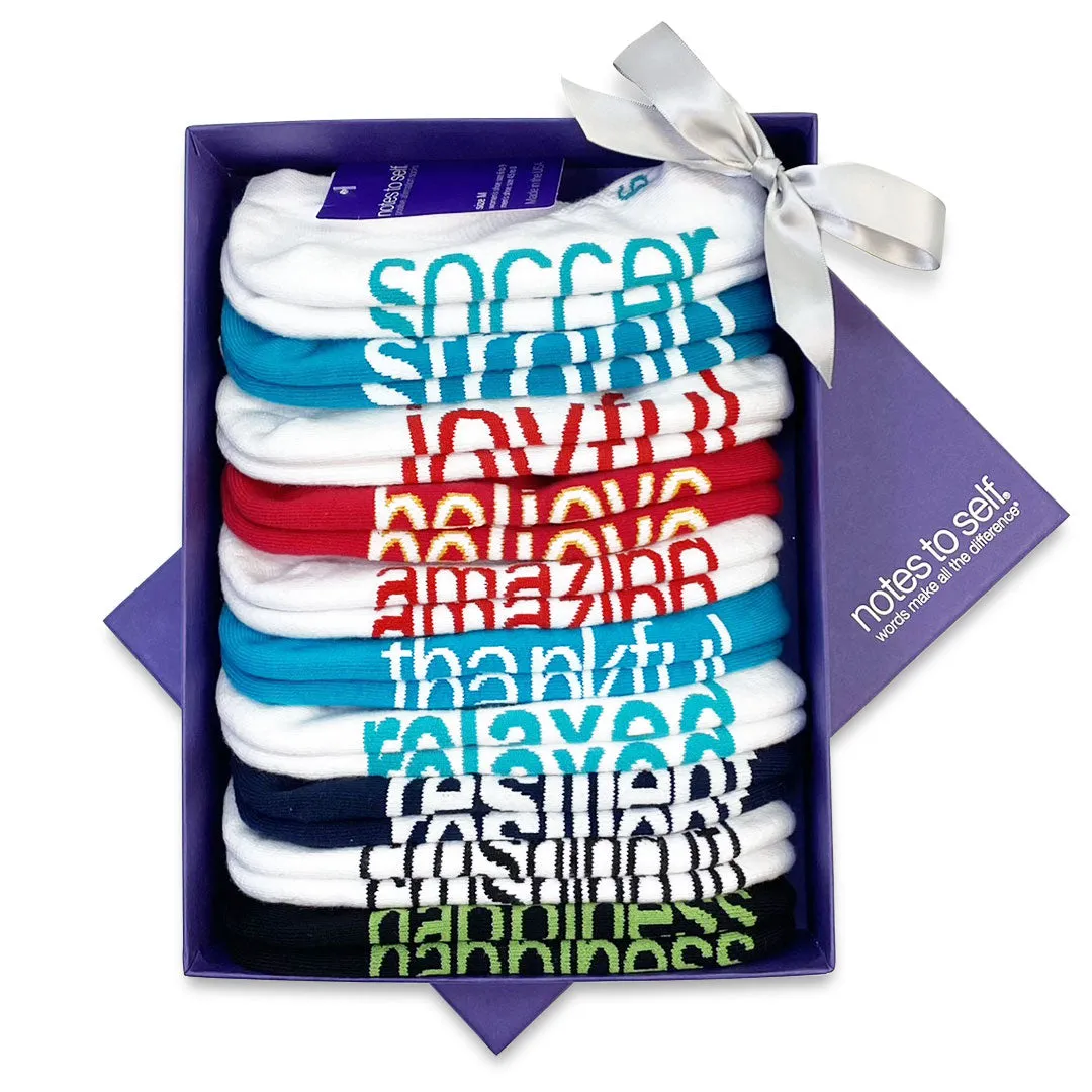 For one who loves soccer and life - 10 pairs of socks in keepsake box