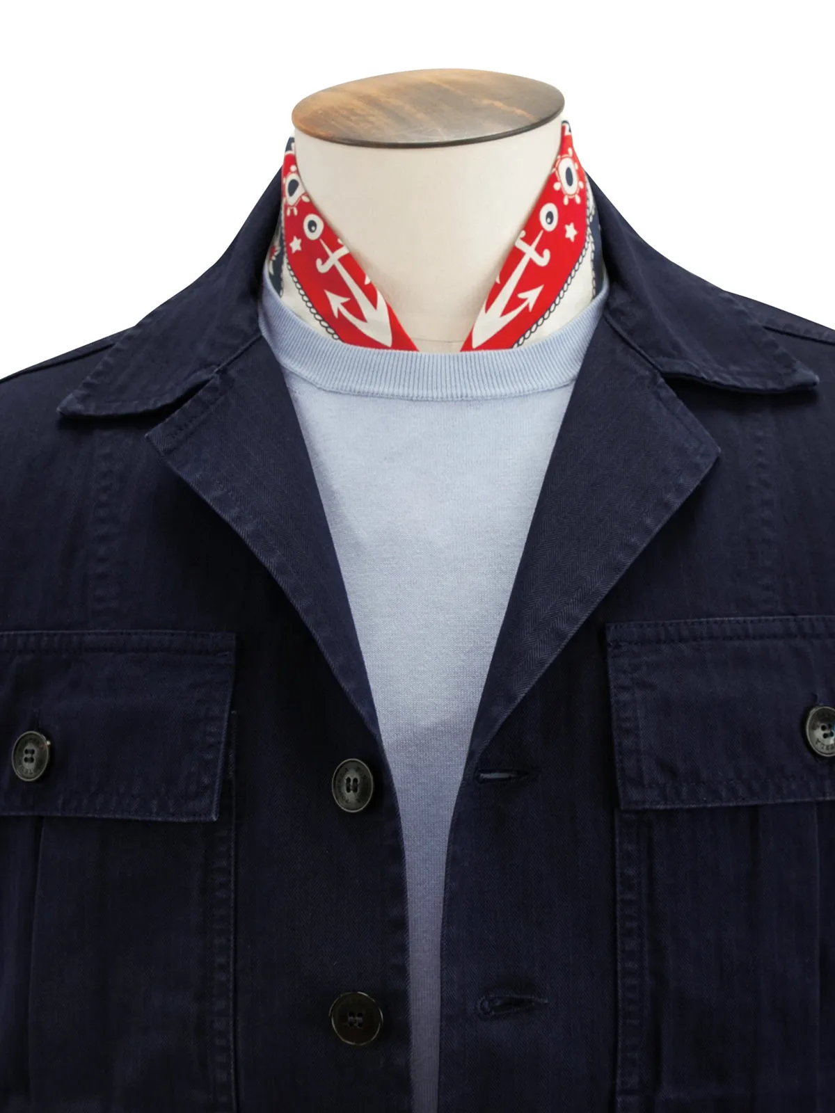 Fortela Navy & Red Nautical Print Cotton Bandana