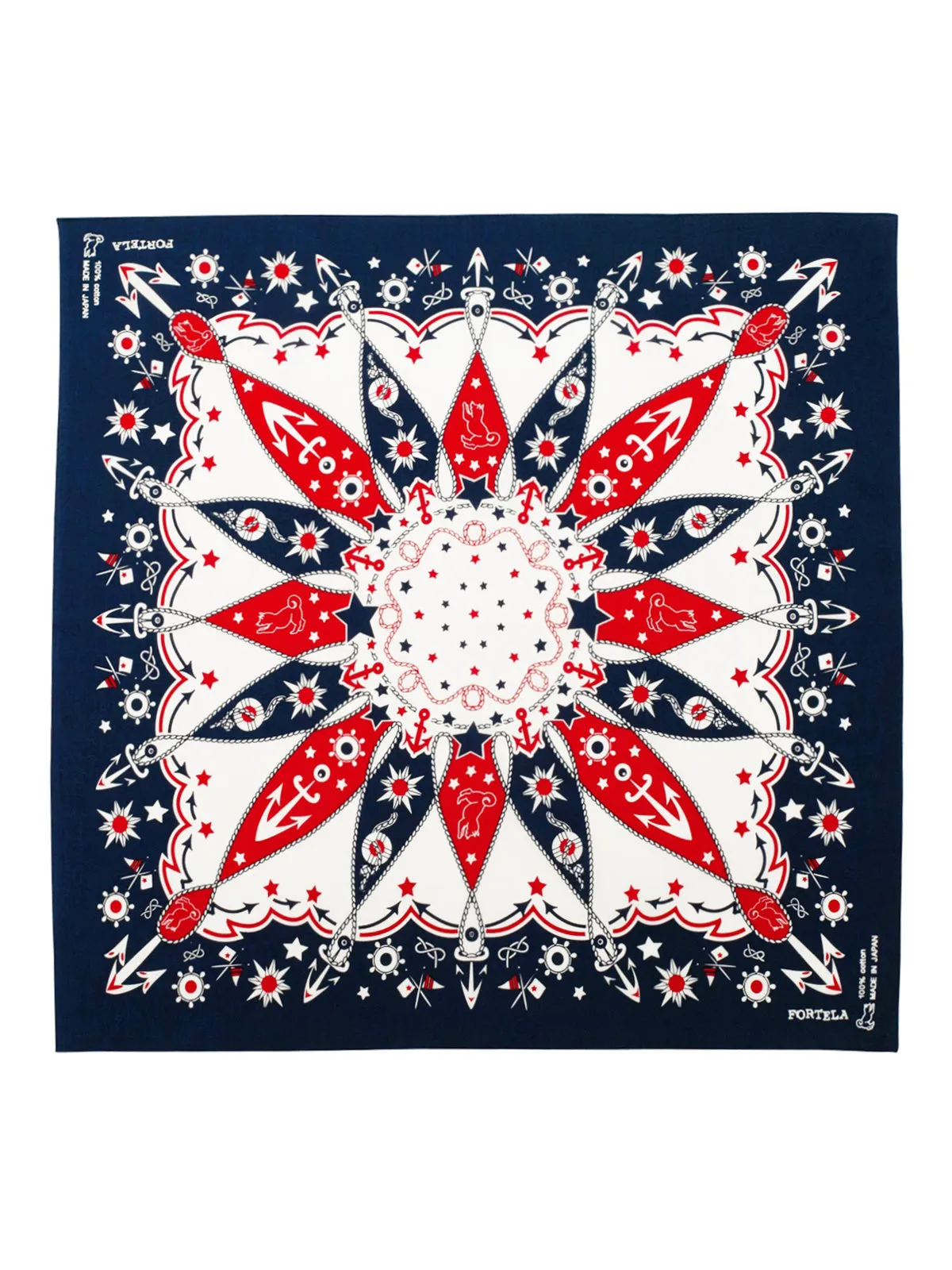 Fortela Navy & Red Nautical Print Cotton Bandana