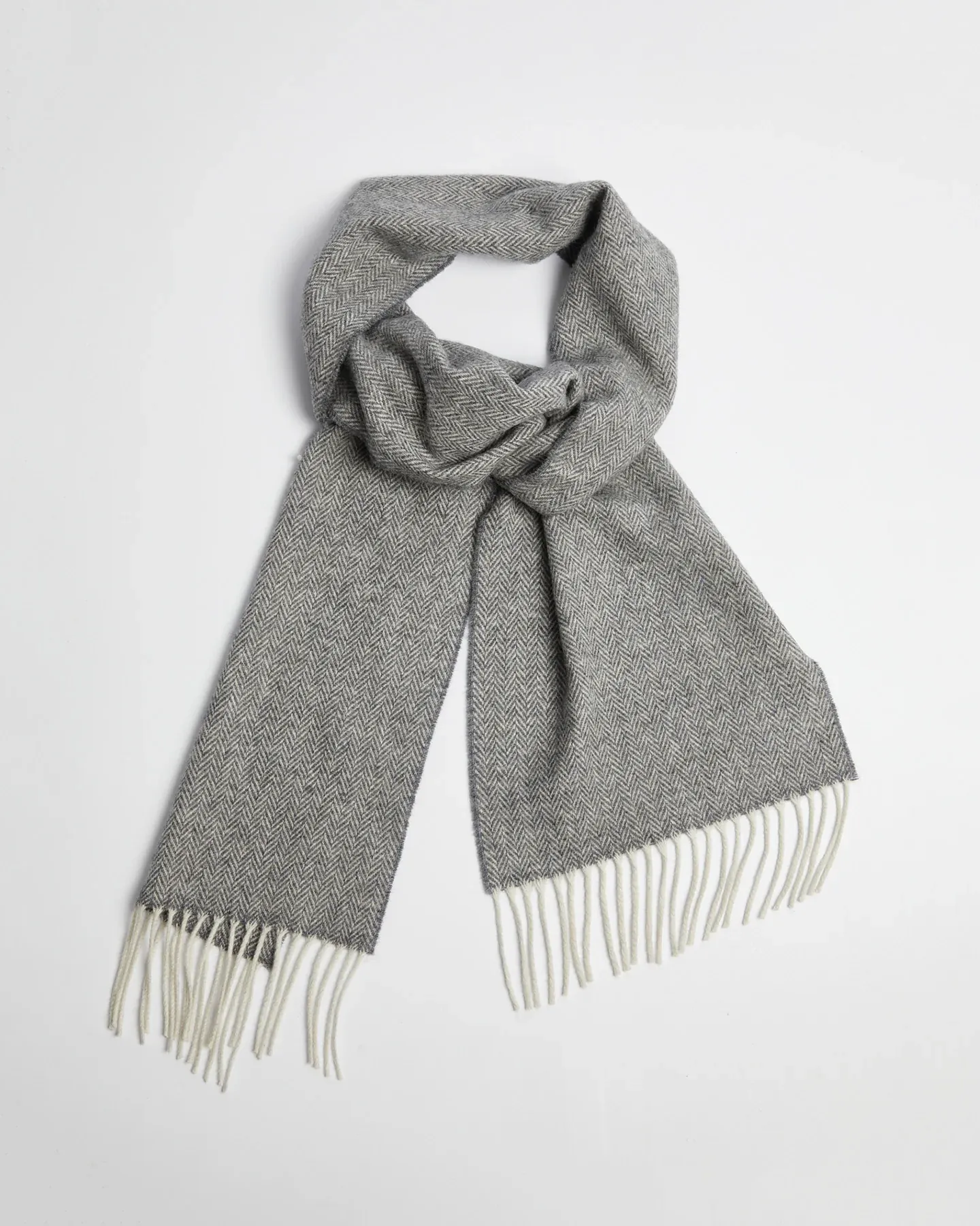 Foxford Grey Herringbone Lambswool Scarf