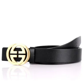 GC Round Edge Plaque Buckle Belt-Black